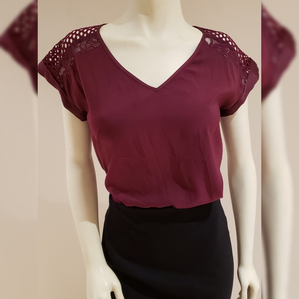 Express silky short sleeve top